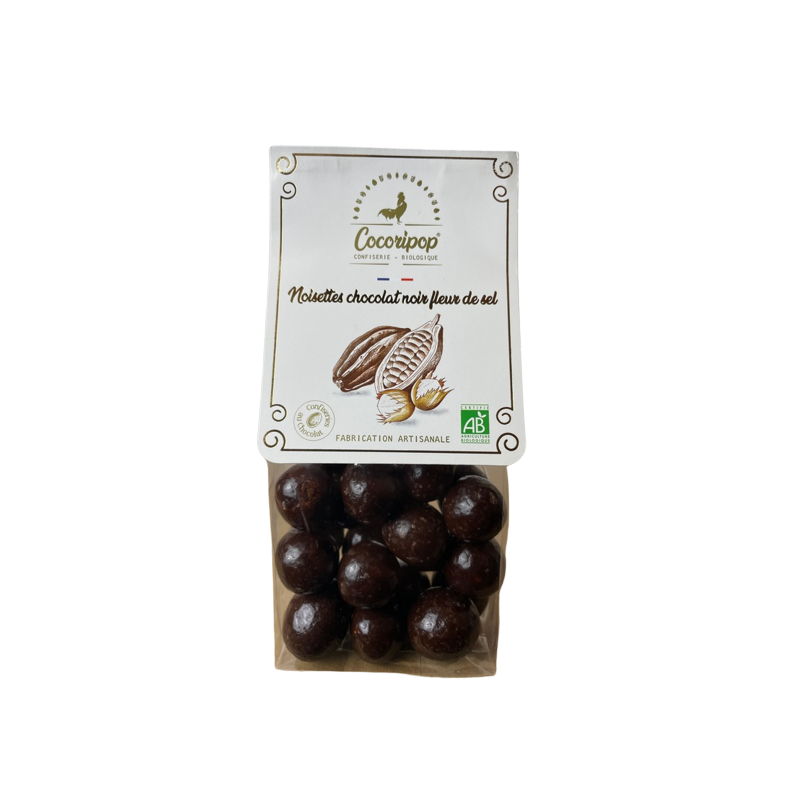 Noisettes Chocolat noir Fleur de sel 100g