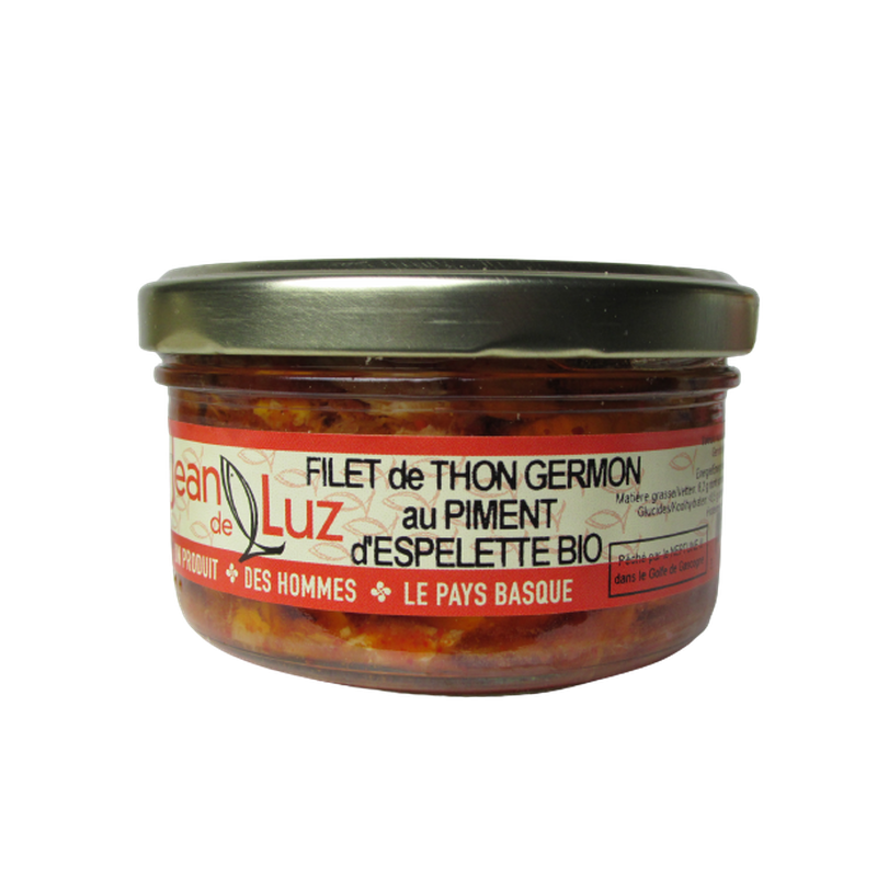 Filet de thon germon à l'huile d'olive et au piment d'Espelette AOP bio 140g