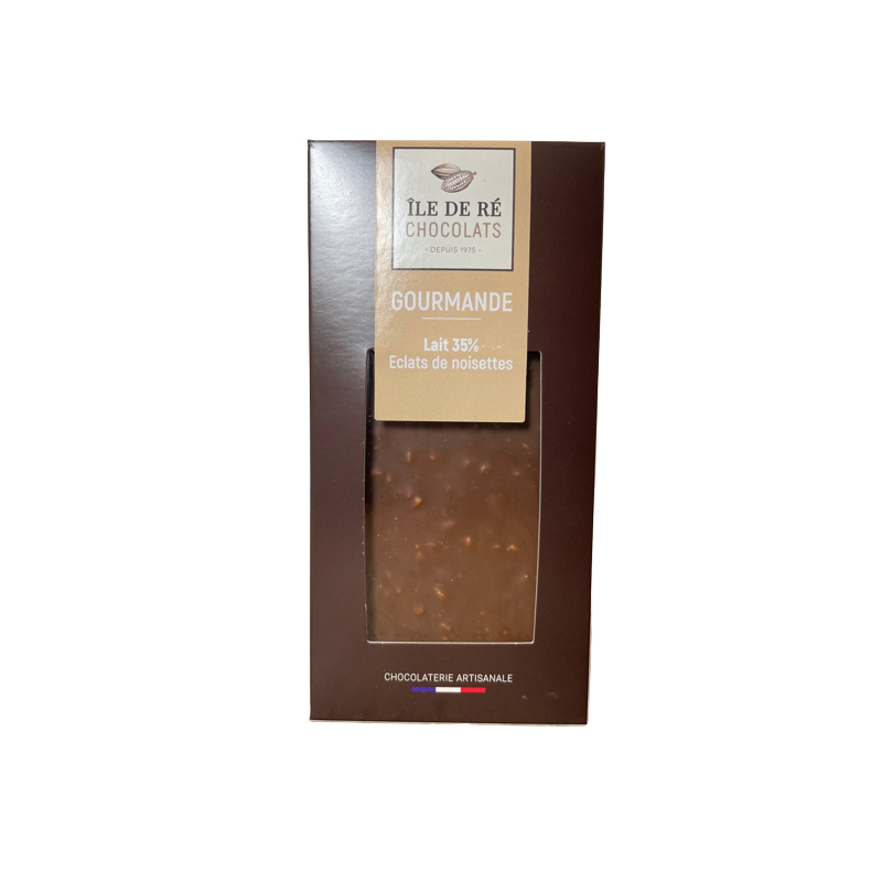 Tablette chocolat lait 35% éclats de noisettes 100g